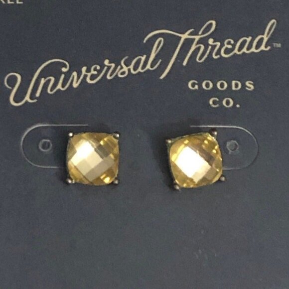 Universal Thread Pale Yellow Semi Precious Rhinestone Pierced Earrings NOC - Picture 1 of 6